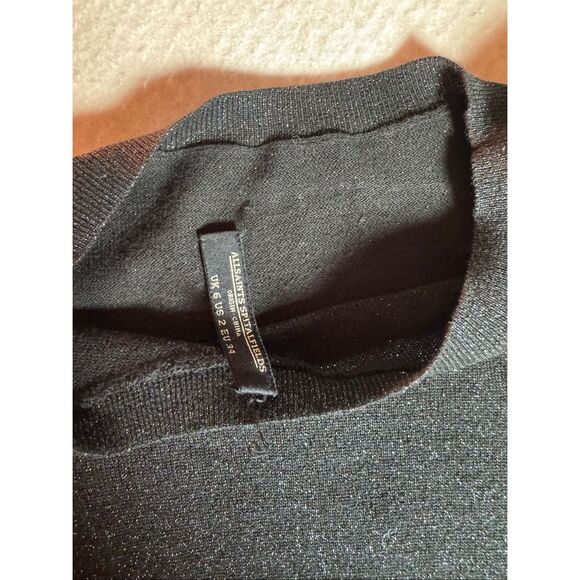 AllSaints Lurex Drape Mini Dress Blue/Teal Sparkle - Picture 6 of 10